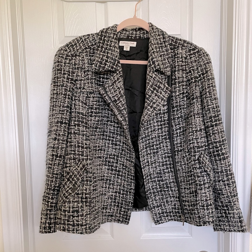 Tweed lined zipper blazer